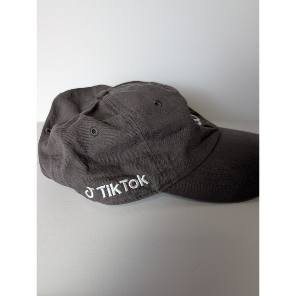 Tik ToK Logo Baseball Cap Gray Classic Adjustable Casual Double Circle Face - Picture 3 of 8